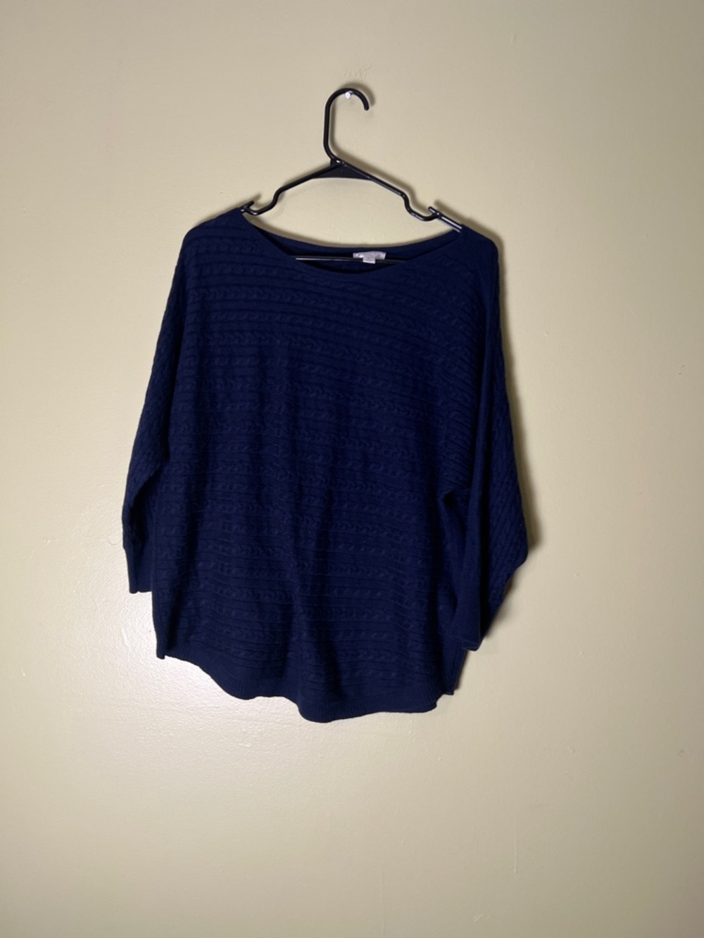 Market & Spruce Navy Textured Boatneck Sweater